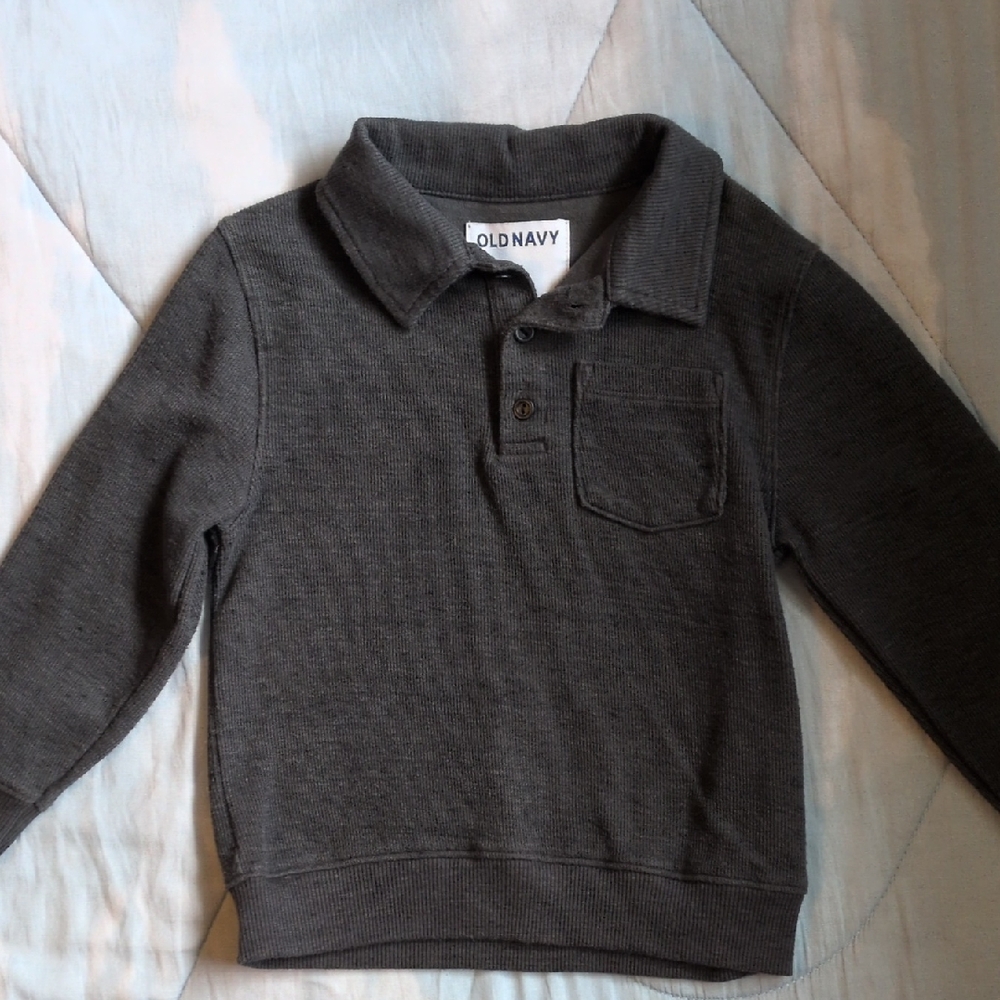 Old Navy Boys Gray Long-Sleeve Polo Sweater